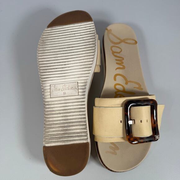Sam Edelman Ariane Slide Platform Sandal Ivory Beige Tan Leather Women Size 10 - Picture 10 of 11